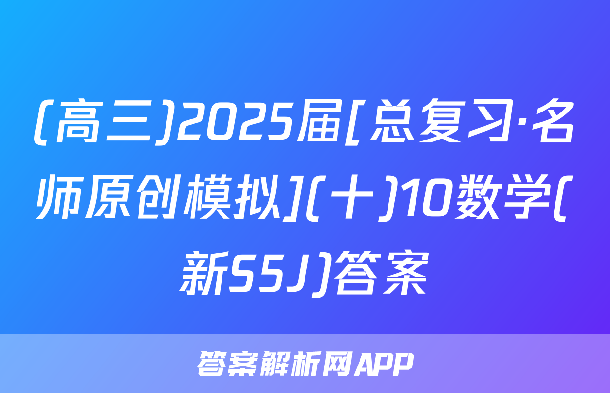 (高三)2025届[总复习·名师原创模拟](十)10数学(新S5J)答案