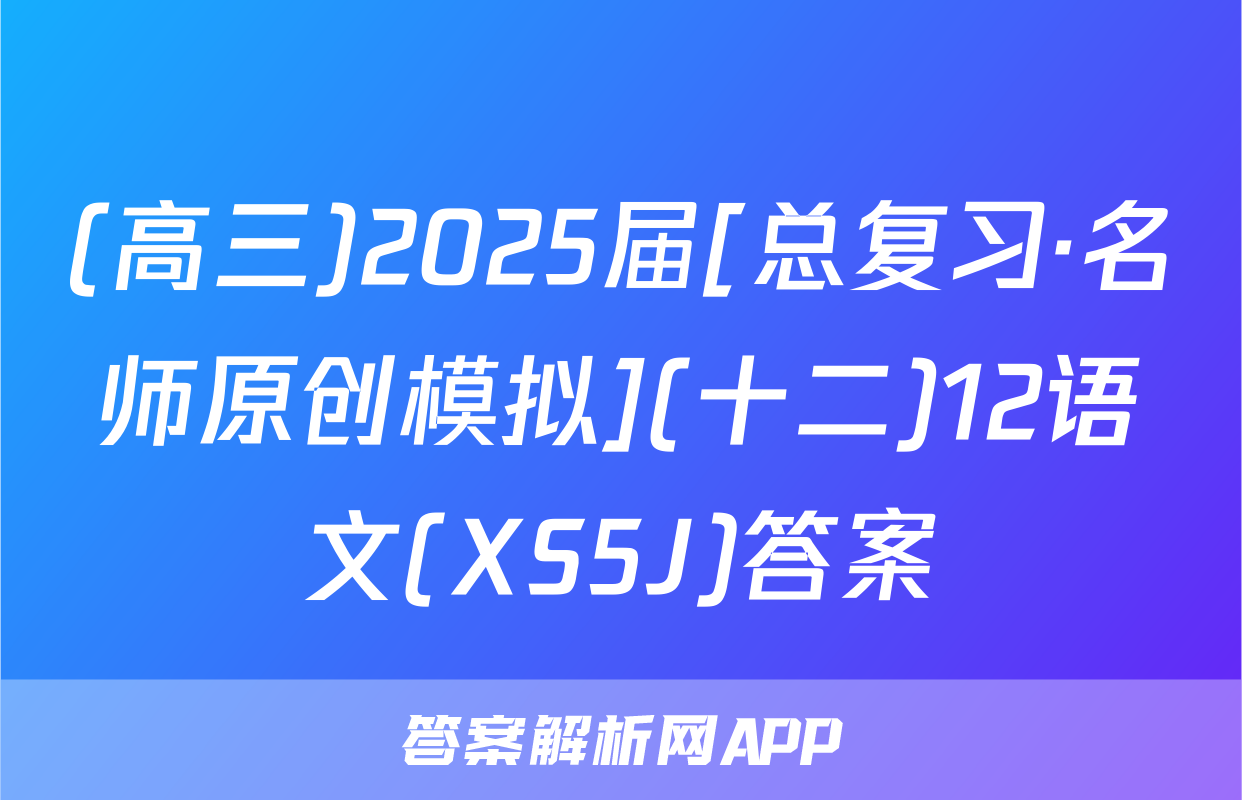(高三)2025届[总复习·名师原创模拟](十二)12语文(XS5J)答案