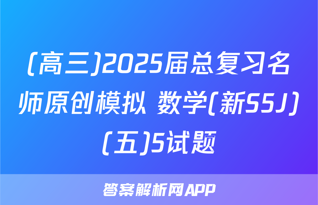 (高三)2025届总复习名师原创模拟 数学(新S5J)(五)5试题