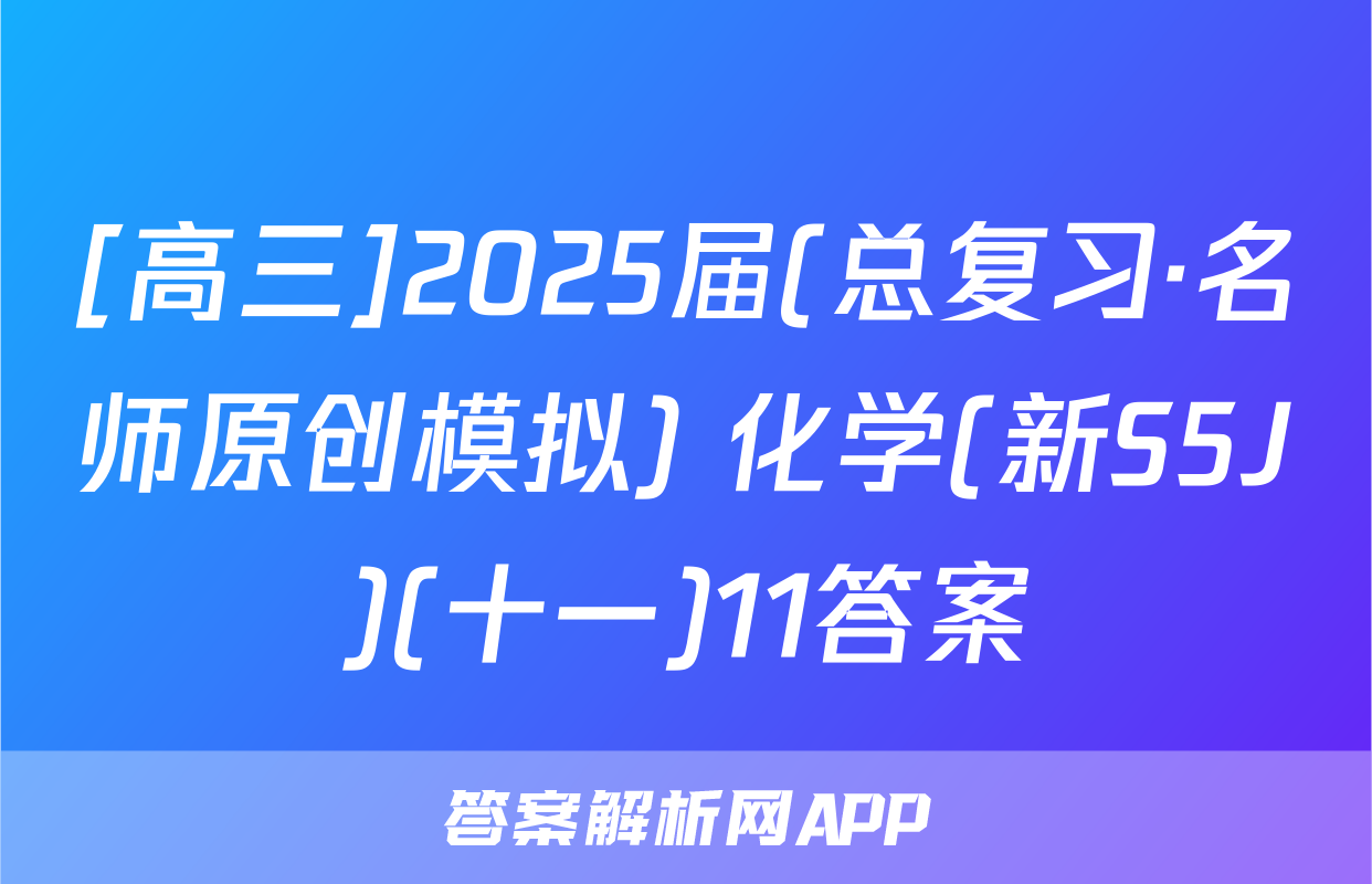 [高三]2025届(总复习·名师原创模拟) 化学(新S5J)(十一)11答案