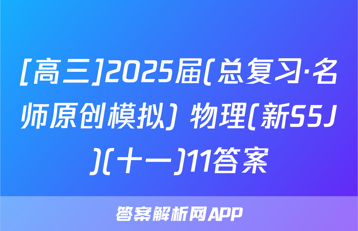 [高三]2025届(总复习·名师原创模拟) 物理(新S5J)(十一)11答案