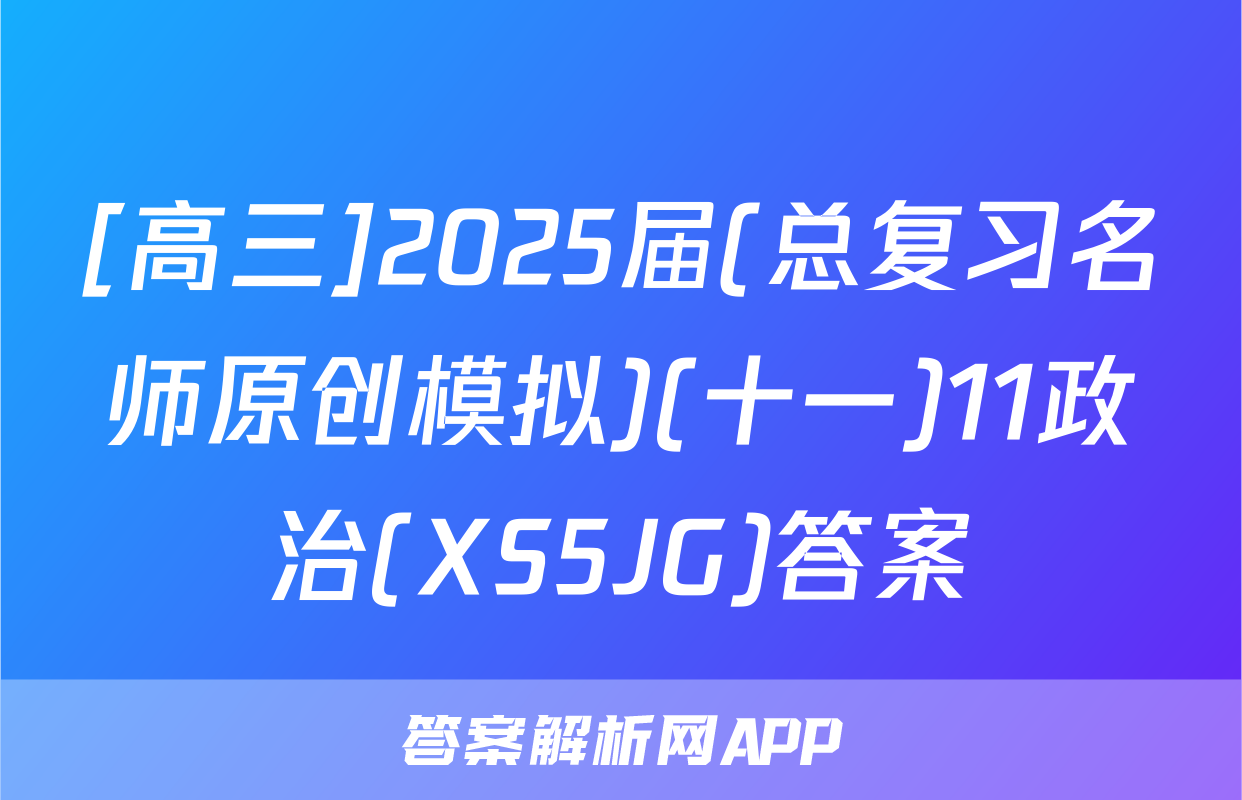 [高三]2025届(总复习名师原创模拟)(十一)11政治(XS5JG)答案