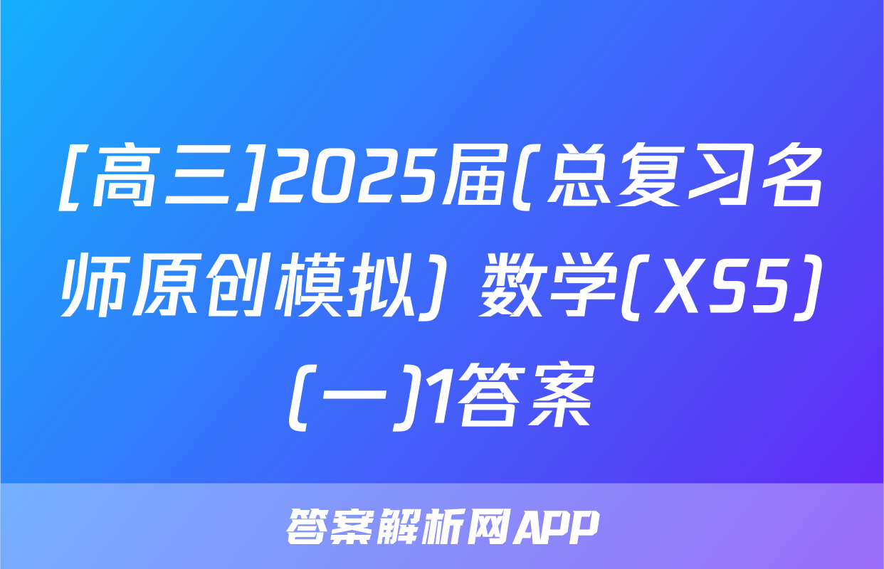[高三]2025届(总复习名师原创模拟) 数学(XS5)(一)1答案