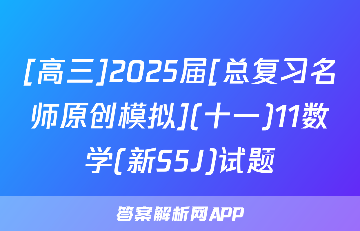 [高三]2025届[总复习名师原创模拟](十一)11数学(新S5J)试题