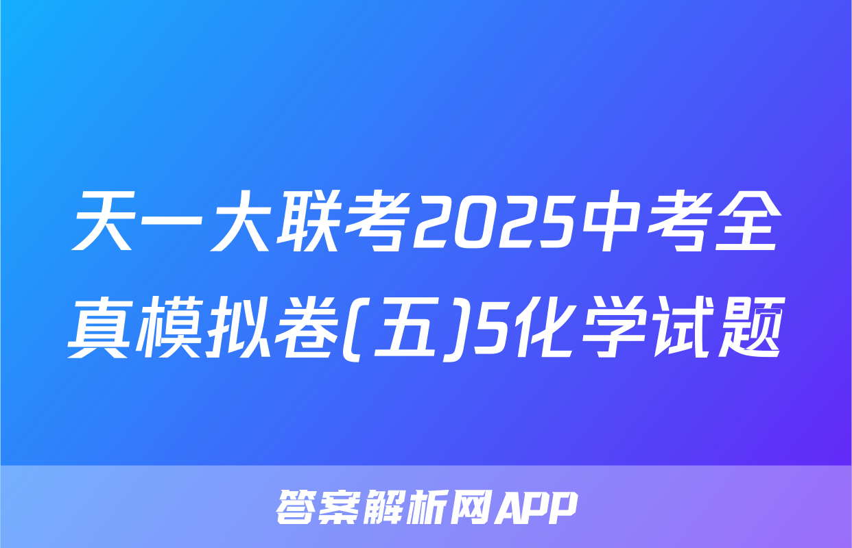 天一大联考2025中考全真模拟卷(五)5化学试题