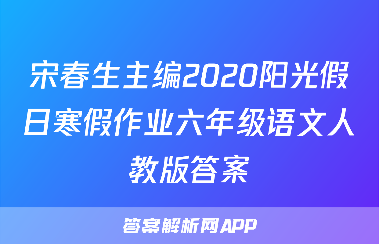 宋春生主编2020阳光假日寒假作业六年级语文人教版答案