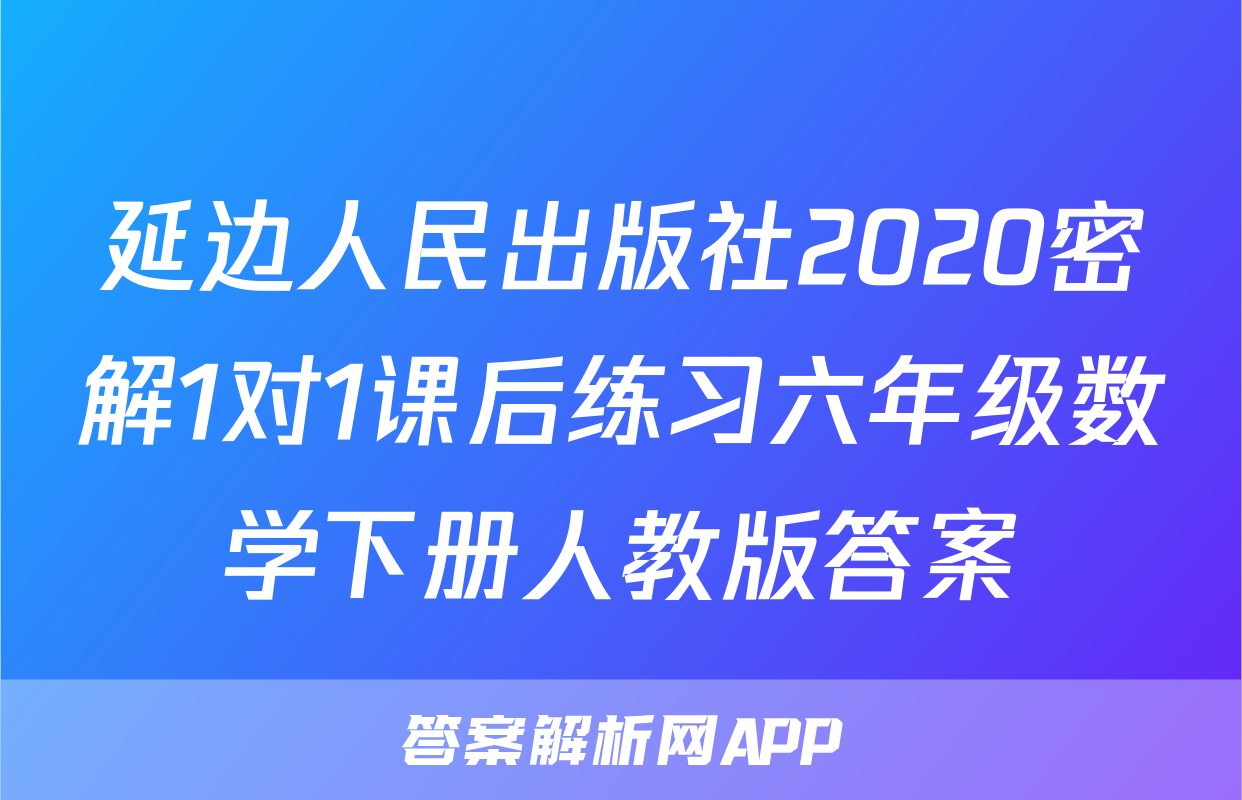 延边人民出版社2020密解1对1课后练习六年级数学下册人教版答案