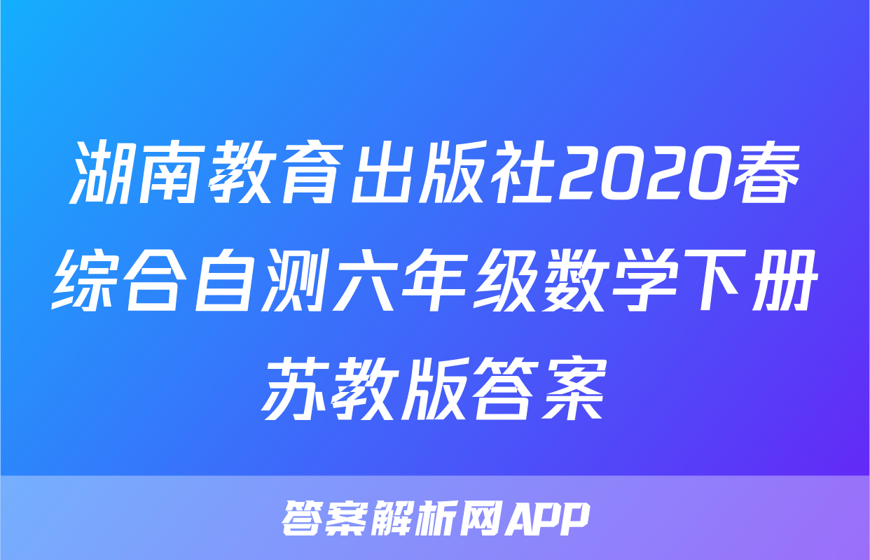 湖南教育出版社2020春综合自测六年级数学下册苏教版答案