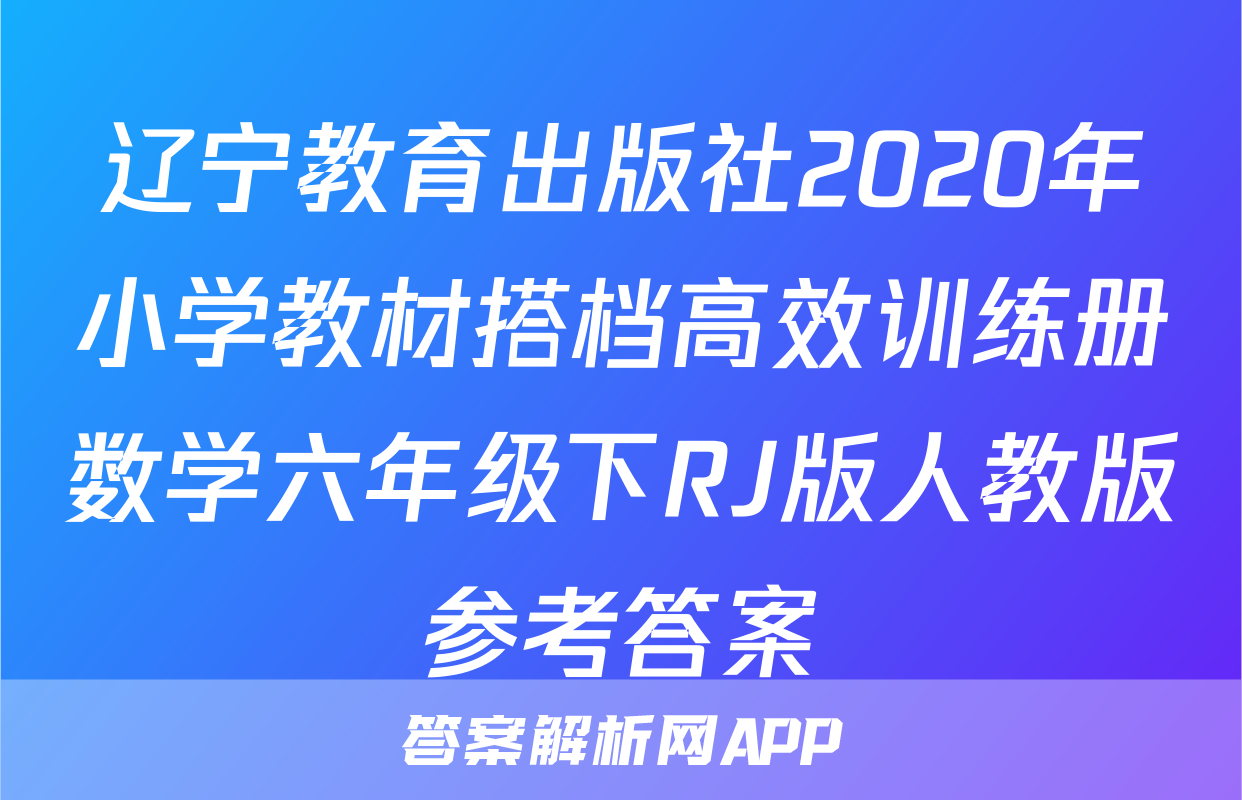 辽宁教育出版社2020年小学教材搭档高效训练册数学六年级下RJ版人教版参考答案