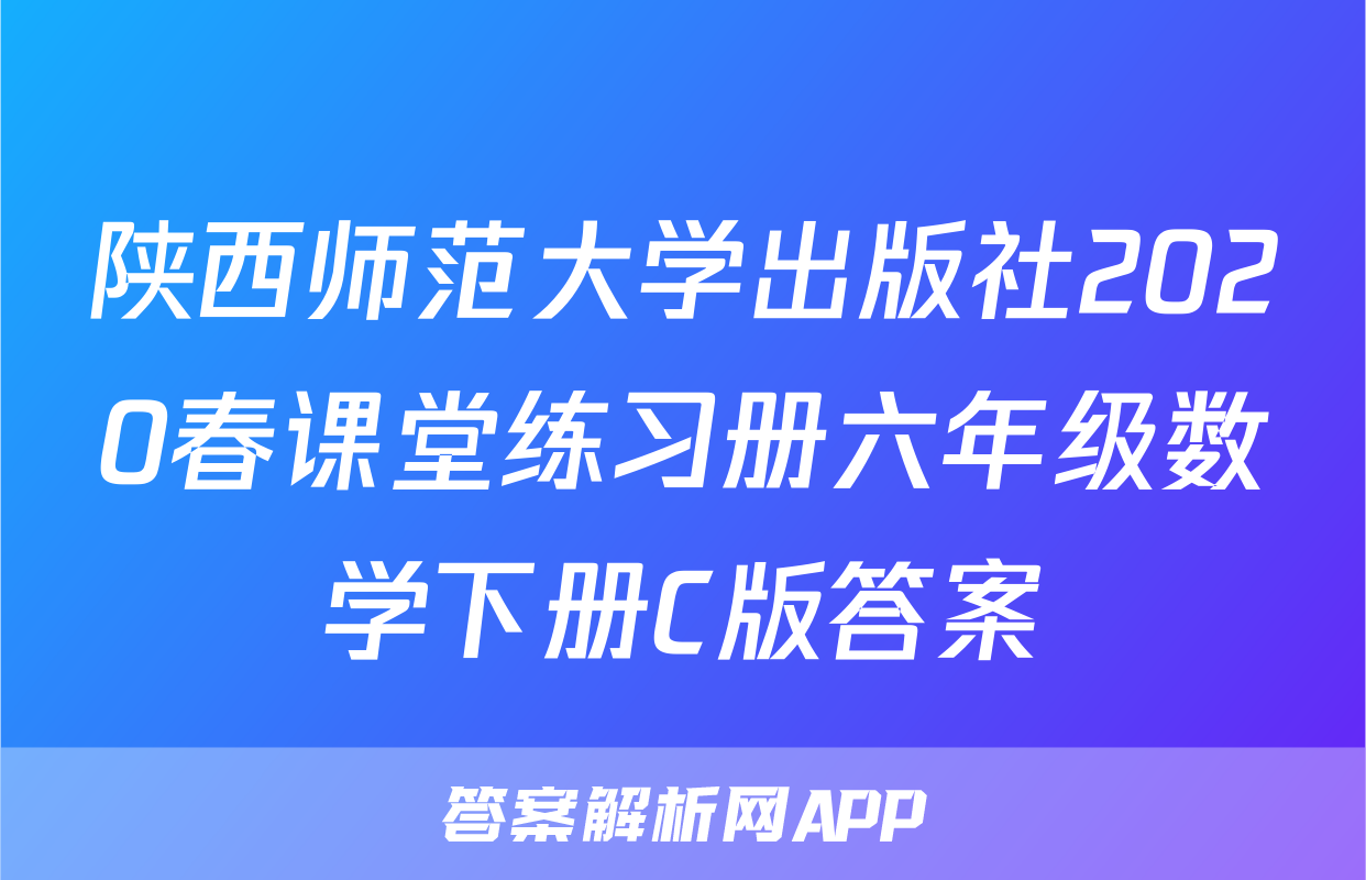 陕西师范大学出版社2020春课堂练习册六年级数学下册C版答案