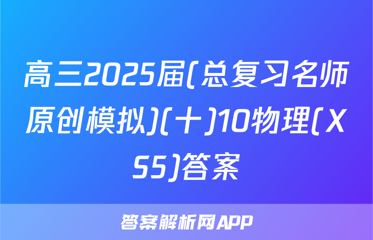 高三2025届(总复习名师原创模拟)(十)10物理(XS5)答案