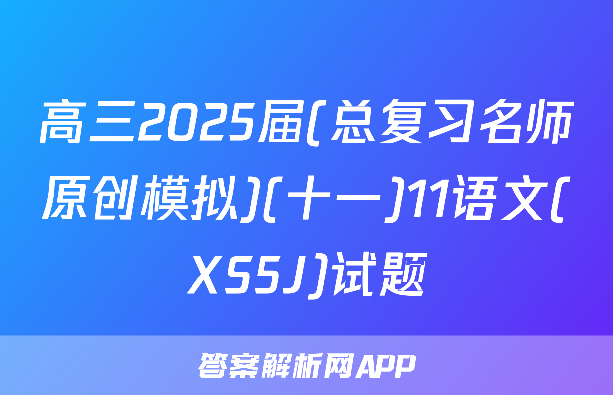 高三2025届(总复习名师原创模拟)(十一)11语文(XS5J)试题
