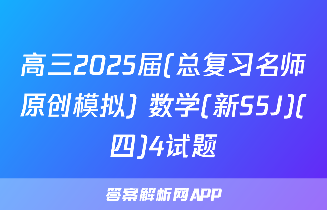 高三2025届(总复习名师原创模拟) 数学(新S5J)(四)4试题