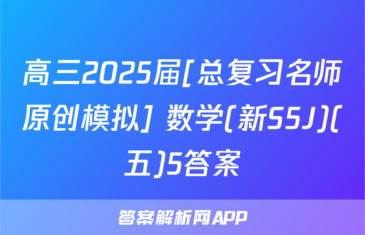 高三2025届[总复习名师原创模拟] 数学(新S5J)(五)5答案