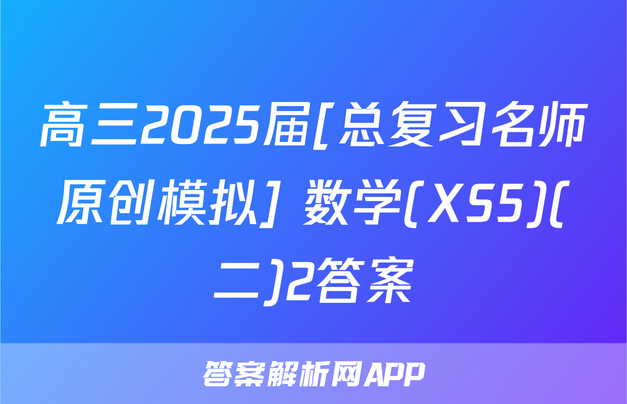 高三2025届[总复习名师原创模拟] 数学(XS5)(二)2答案