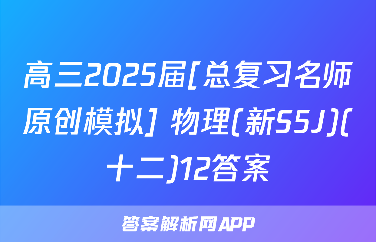 高三2025届[总复习名师原创模拟] 物理(新S5J)(十二)12答案