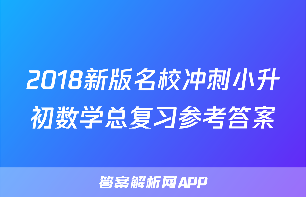 2018新版名校冲刺小升初数学总复习参考答案