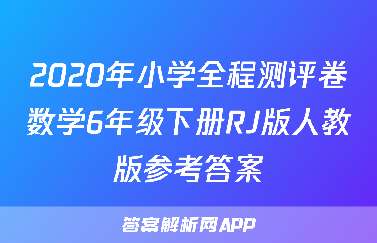 2020年小学全程测评卷数学6年级下册RJ版人教版参考答案
