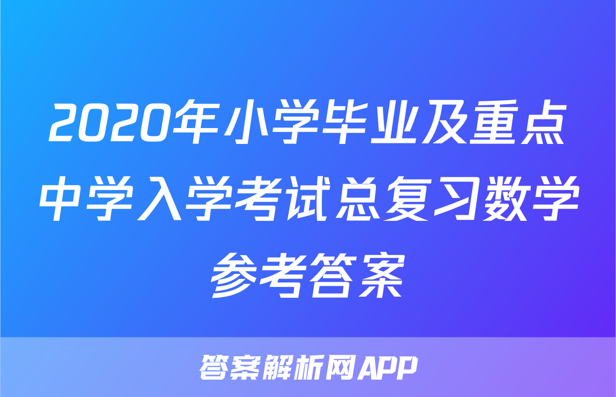 2020年小学毕业及重点中学入学考试总复习数学参考答案