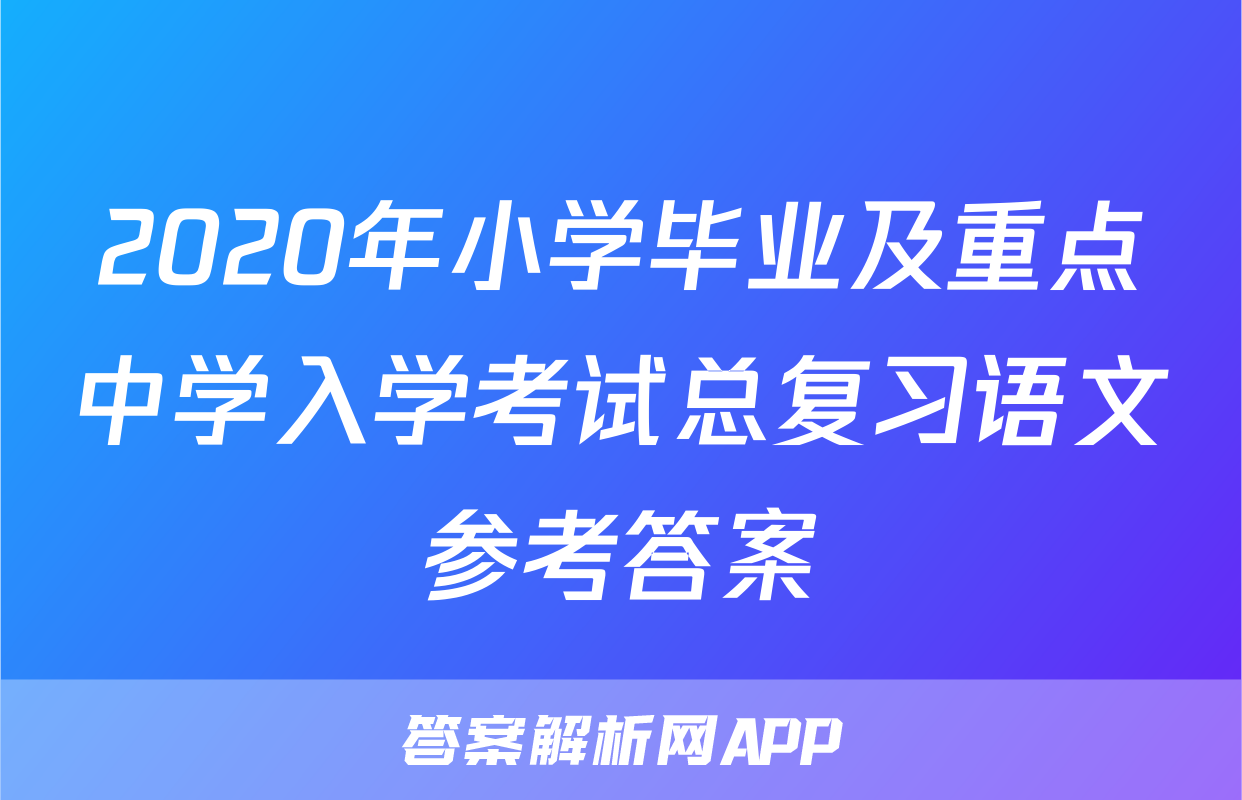 2020年小学毕业及重点中学入学考试总复习语文参考答案