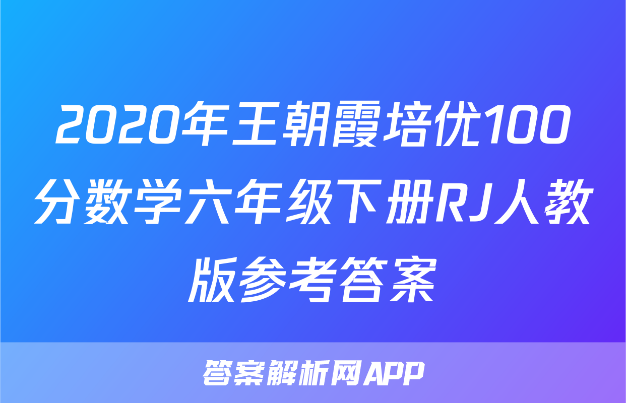 2020年王朝霞培优100分数学六年级下册RJ人教版参考答案
