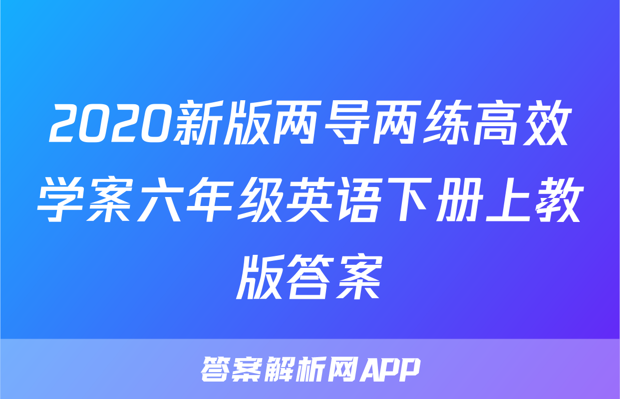2020新版两导两练高效学案六年级英语下册上教版答案