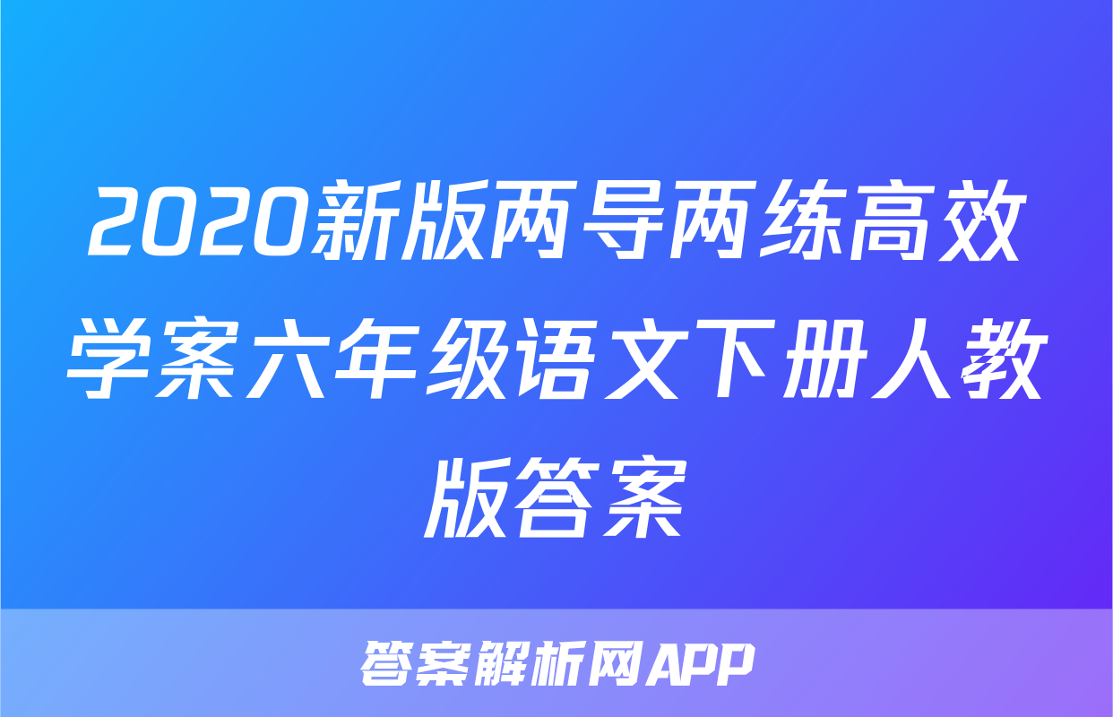 2020新版两导两练高效学案六年级语文下册人教版答案