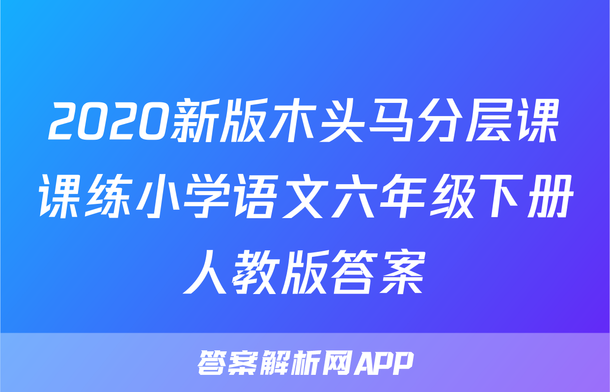 2020新版木头马分层课课练小学语文六年级下册人教版答案