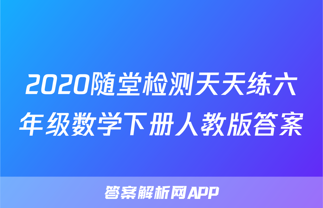 2020随堂检测天天练六年级数学下册人教版答案