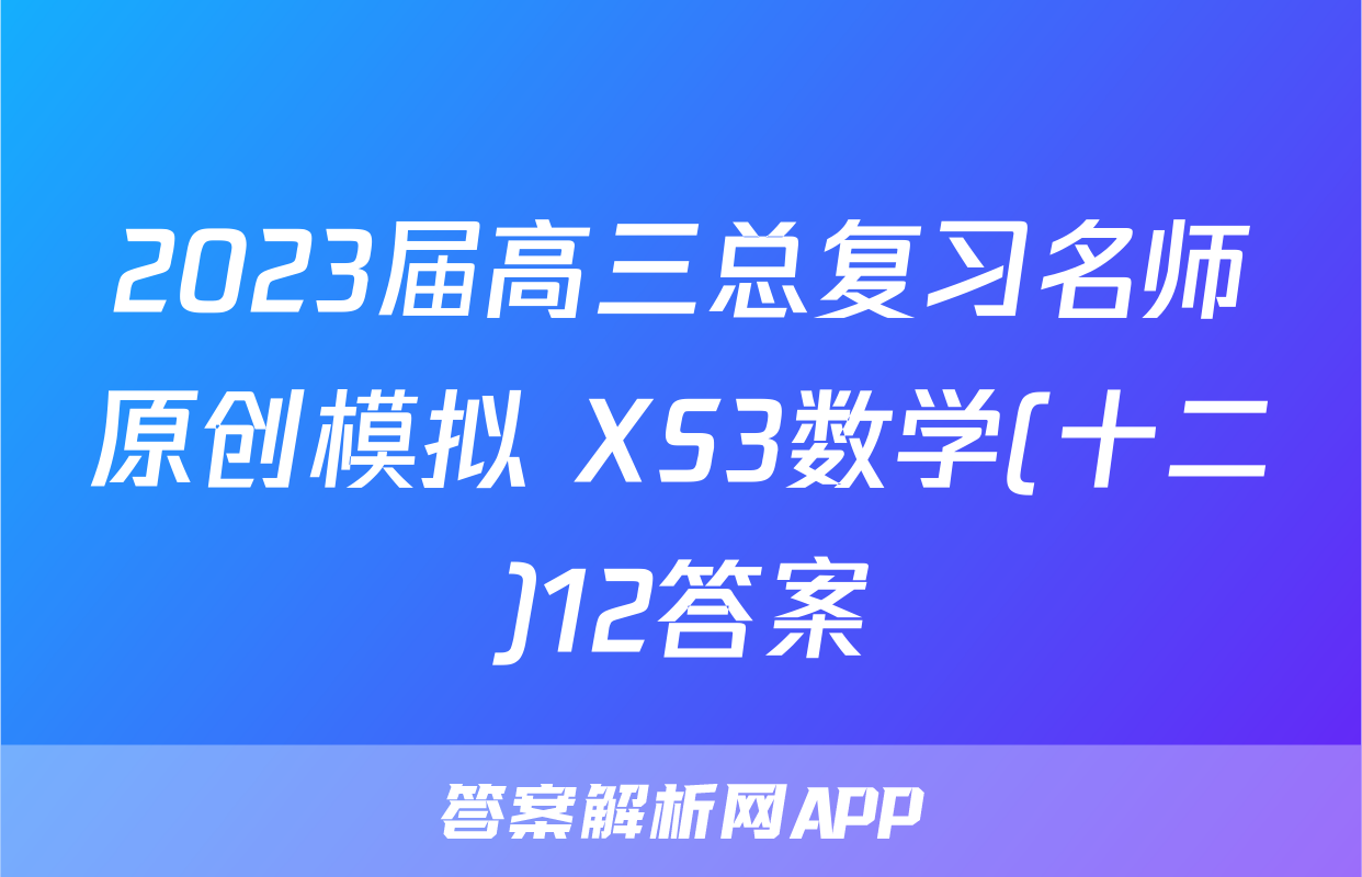 2023届高三总复习名师原创模拟 XS3数学(十二)12答案
