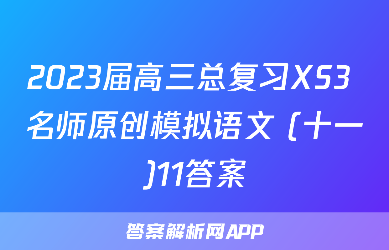 2023届高三总复习XS3 名师原创模拟语文 (十一)11答案
