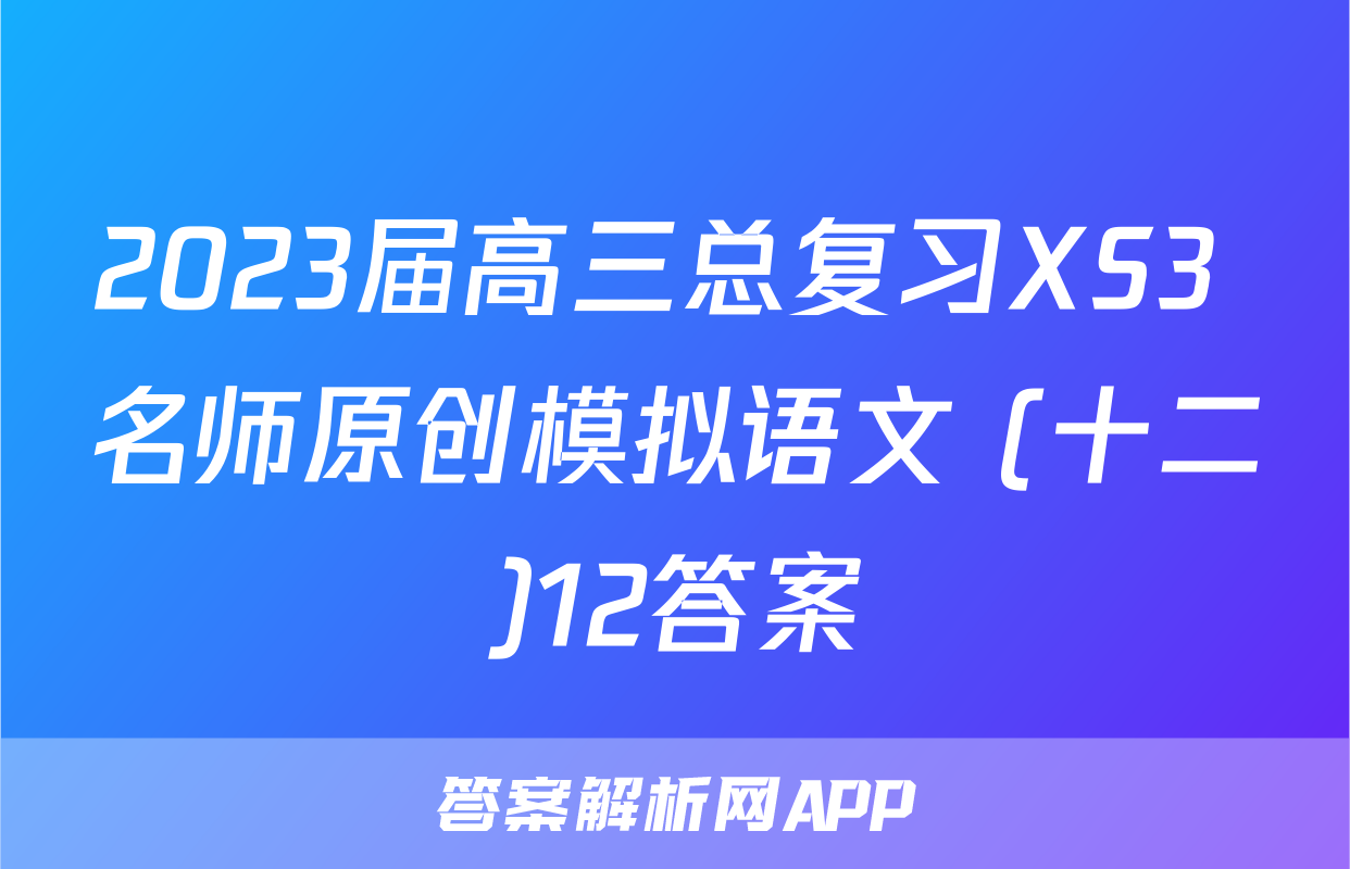 2023届高三总复习XS3 名师原创模拟语文 (十二)12答案