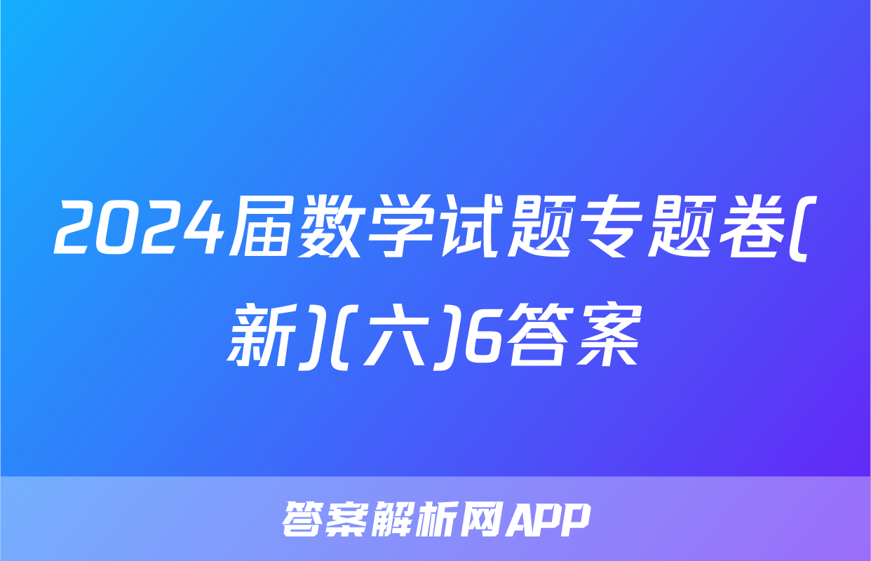 2024届数学试题专题卷(新)(六)6答案