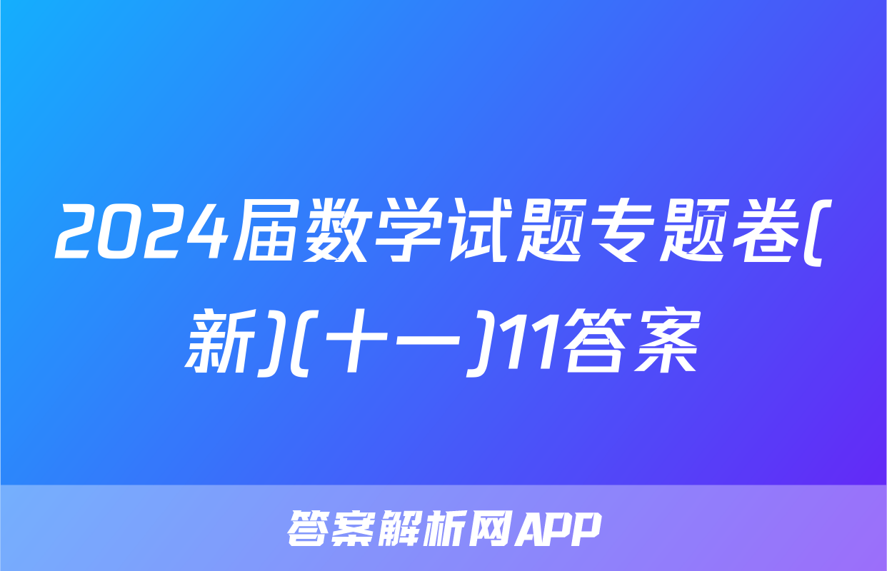 2024届数学试题专题卷(新)(十一)11答案