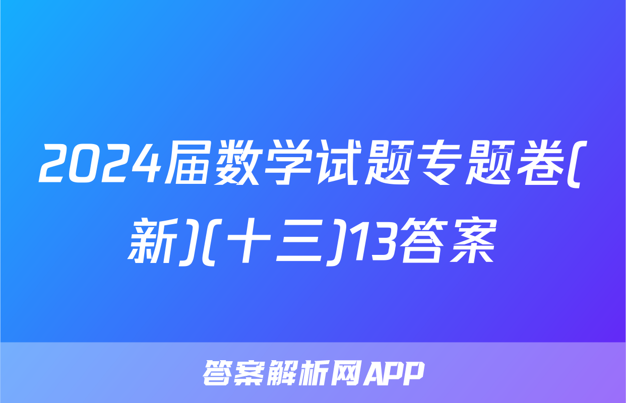2024届数学试题专题卷(新)(十三)13答案