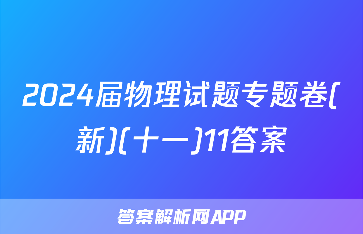 2024届物理试题专题卷(新)(十一)11答案