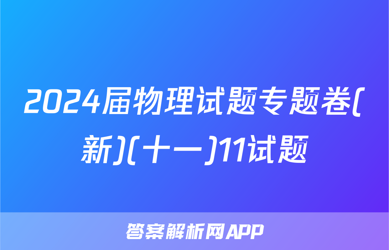 2024届物理试题专题卷(新)(十一)11试题