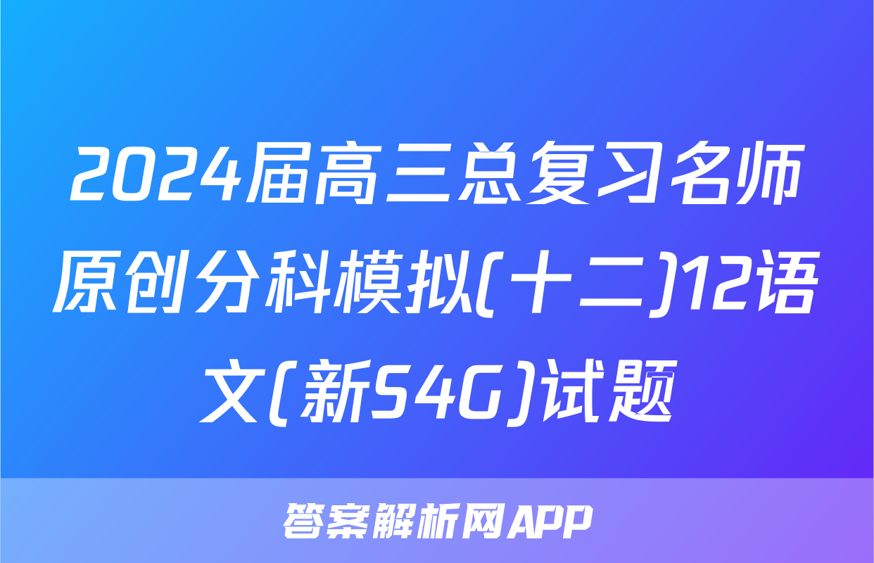 2024届高三总复习名师原创分科模拟(十二)12语文(新S4G)试题