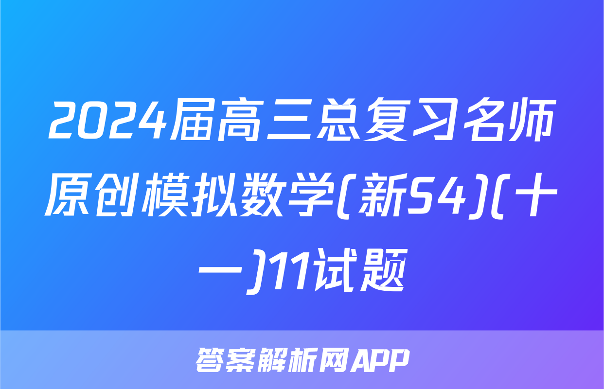 2024届高三总复习名师原创模拟数学(新S4)(十一)11试题