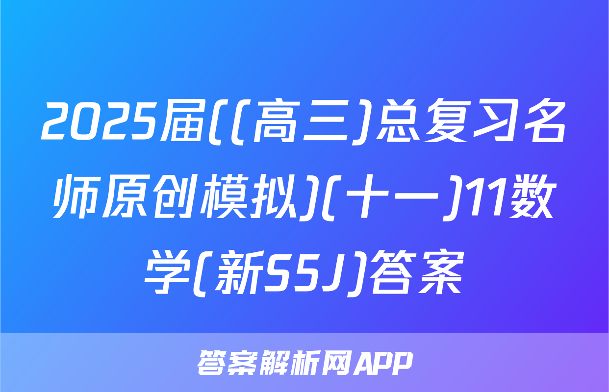 2025届((高三)总复习名师原创模拟)(十一)11数学(新S5J)答案