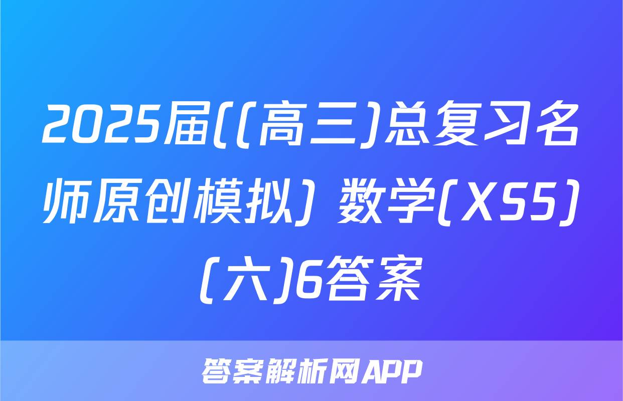 2025届((高三)总复习名师原创模拟) 数学(XS5)(六)6答案