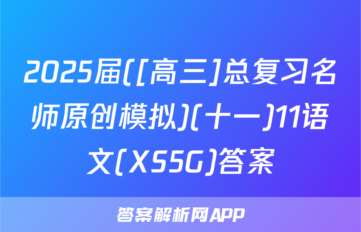 2025届([高三]总复习名师原创模拟)(十一)11语文(XS5G)答案
