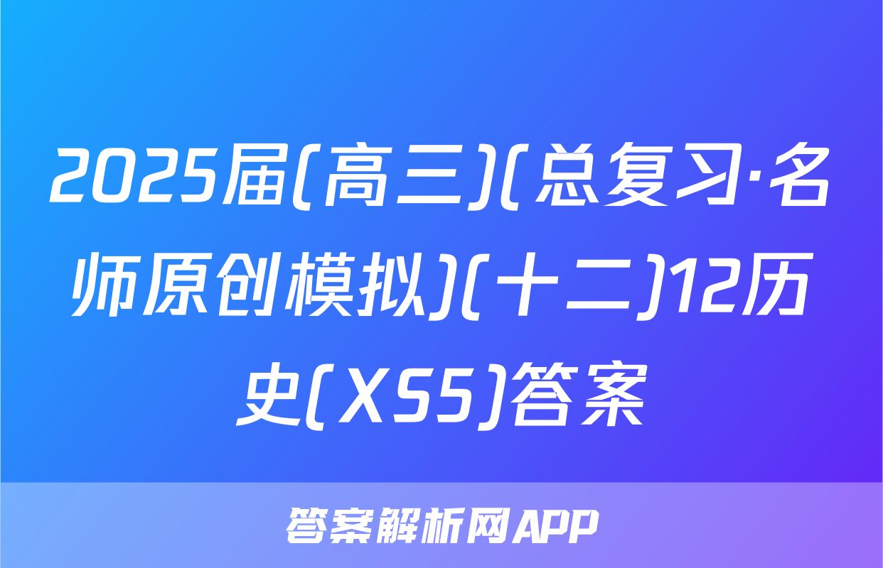2025届(高三)(总复习·名师原创模拟)(十二)12历史(XS5)答案
