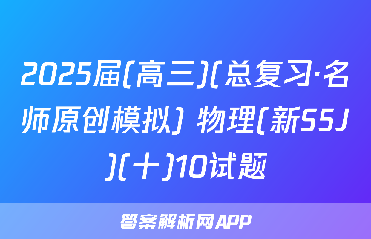 2025届(高三)(总复习·名师原创模拟) 物理(新S5J)(十)10试题