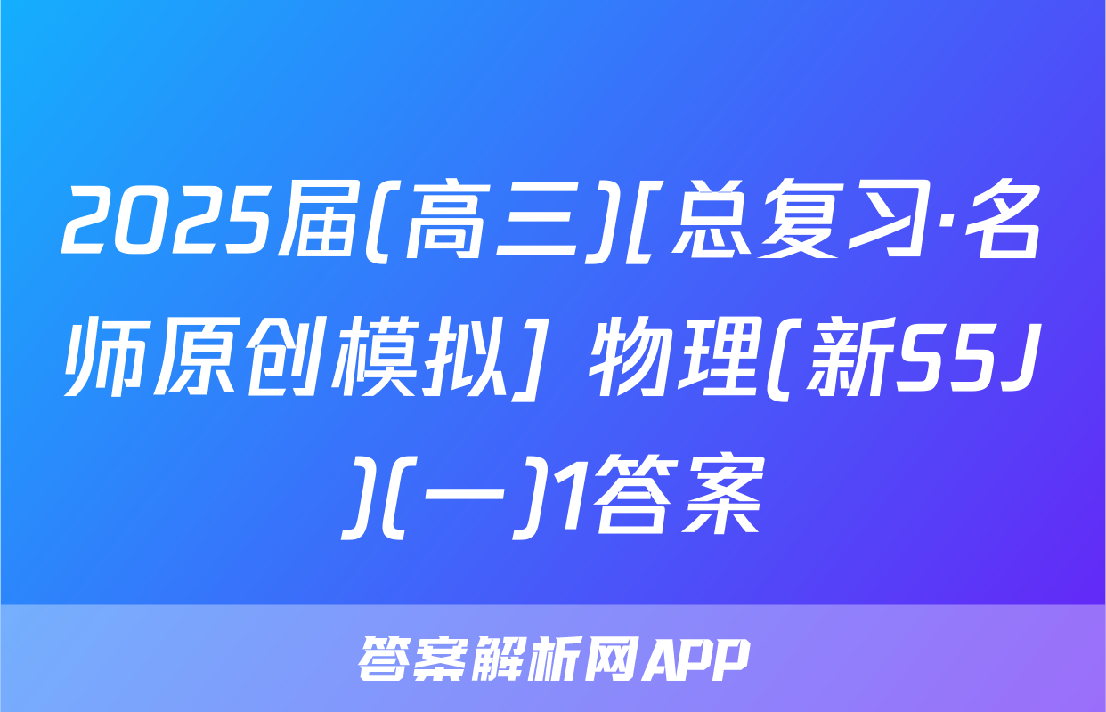 2025届(高三)[总复习·名师原创模拟] 物理(新S5J)(一)1答案