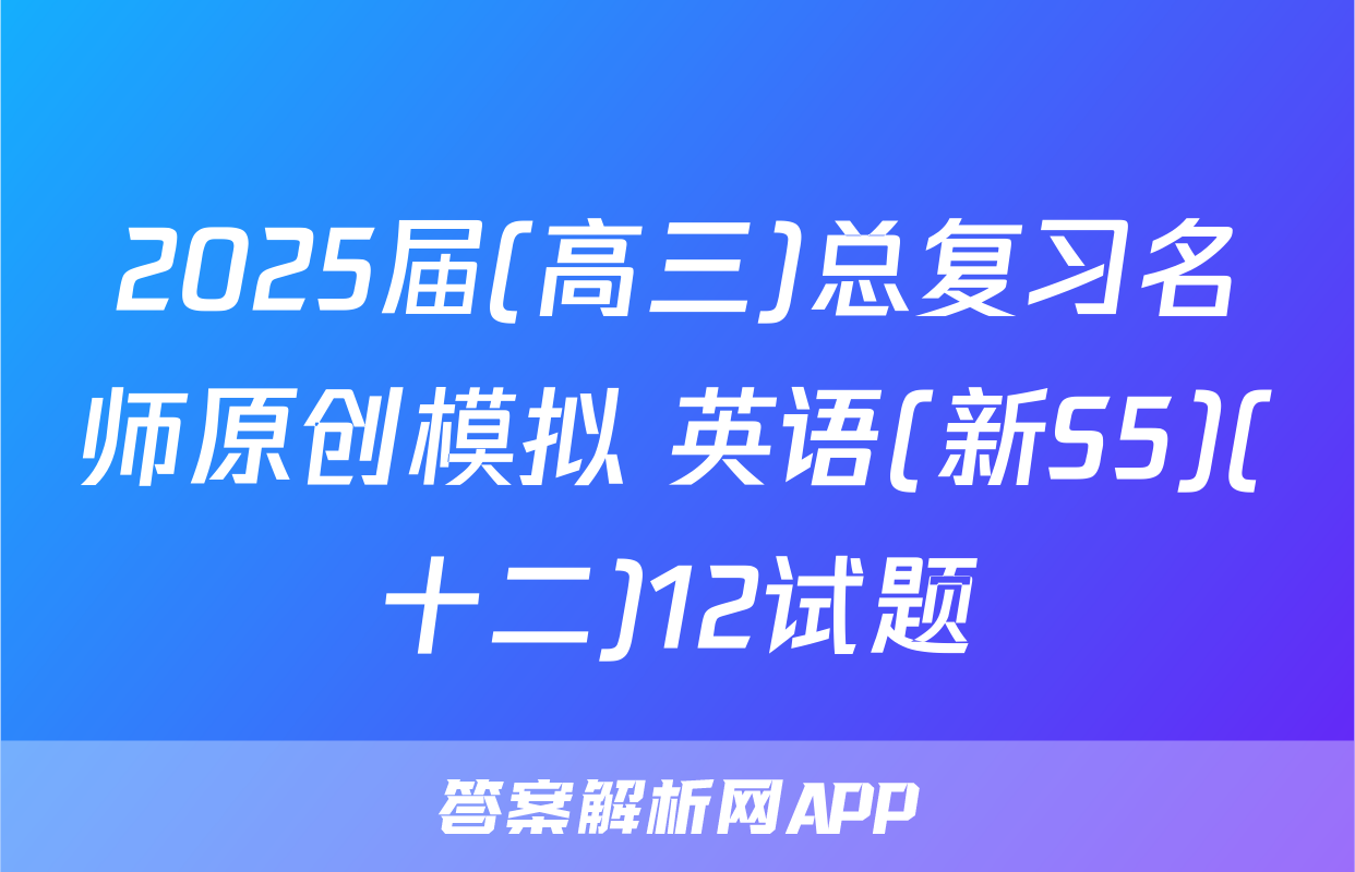 2025届(高三)总复习名师原创模拟 英语(新S5)(十二)12试题