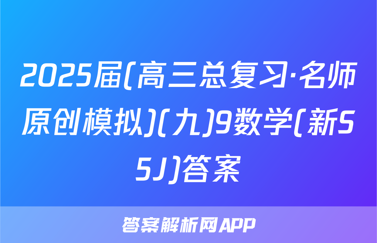 2025届(高三总复习·名师原创模拟)(九)9数学(新S5J)答案