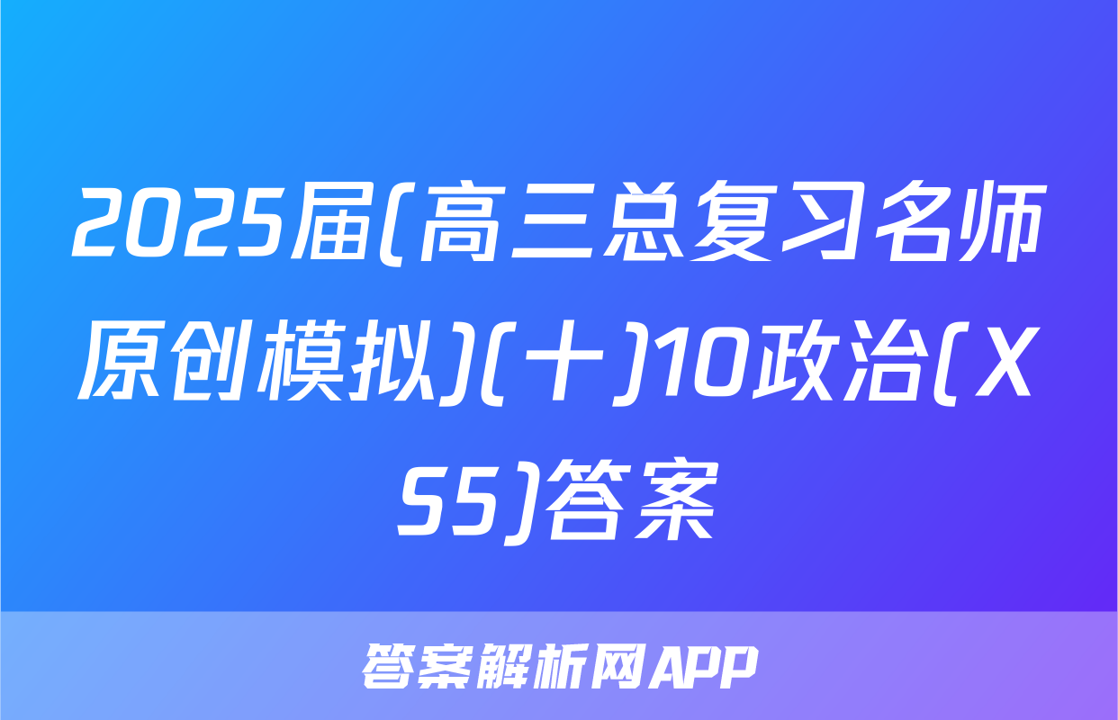 2025届(高三总复习名师原创模拟)(十)10政治(XS5)答案