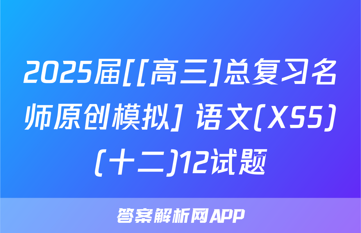 2025届[[高三]总复习名师原创模拟] 语文(XS5)(十二)12试题