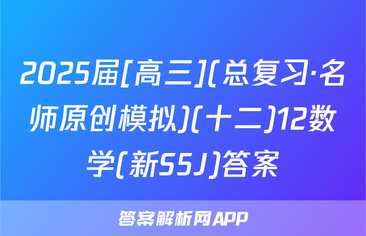 2025届[高三](总复习·名师原创模拟)(十二)12数学(新S5J)答案